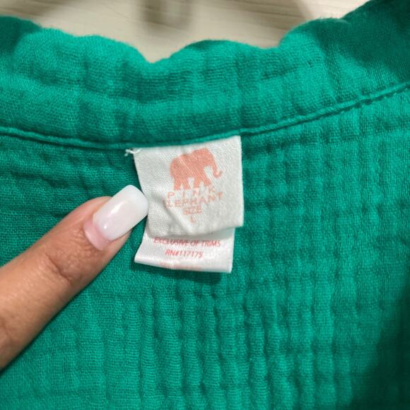 Pink Elephant Slubbed Cotton Pijama Set L - Picture 3 of 6